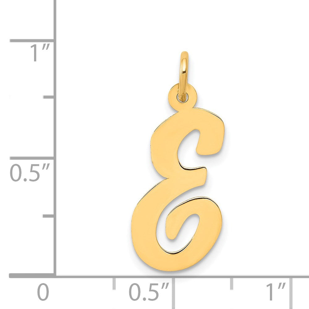 Million Charms 14K Yellow Gold Themed Large Script Alphabet Letter Initial E Charm