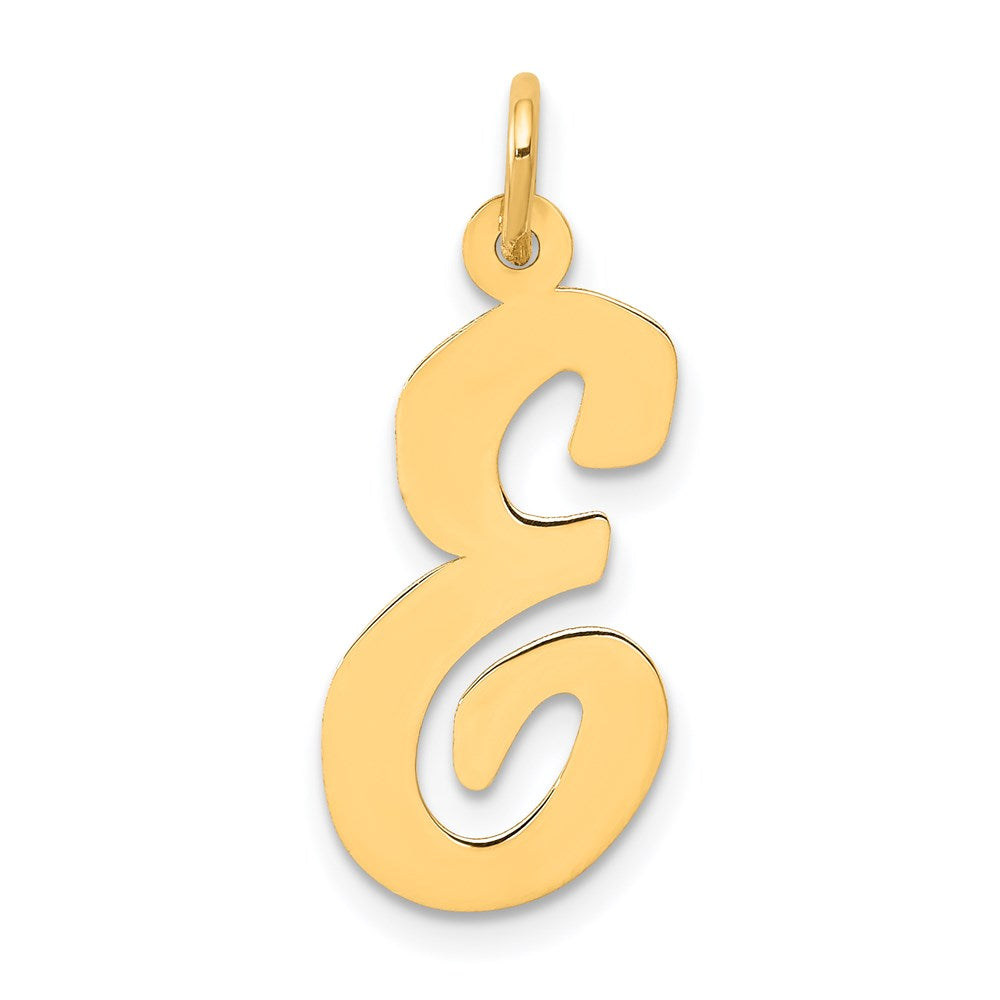 Million Charms 14K Yellow Gold Themed Large Script Alphabet Letter Initial E Charm