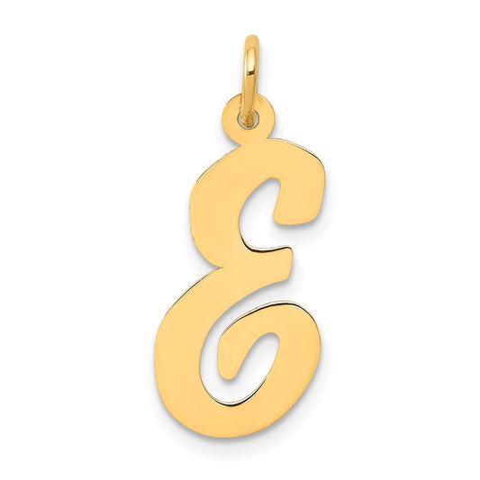 Million Charms 14K Yellow Gold Themed Large Script Alphabet Letter Initial E Charm