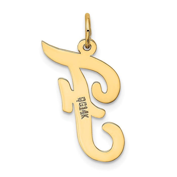 Million Charms 14K Yellow Gold Themed Large Script Alphabet Letter Initial F Charm