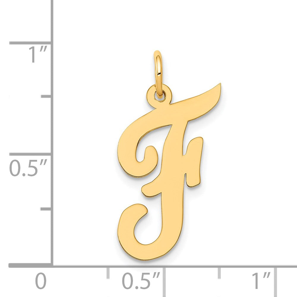 Million Charms 14K Yellow Gold Themed Large Script Alphabet Letter Initial F Charm