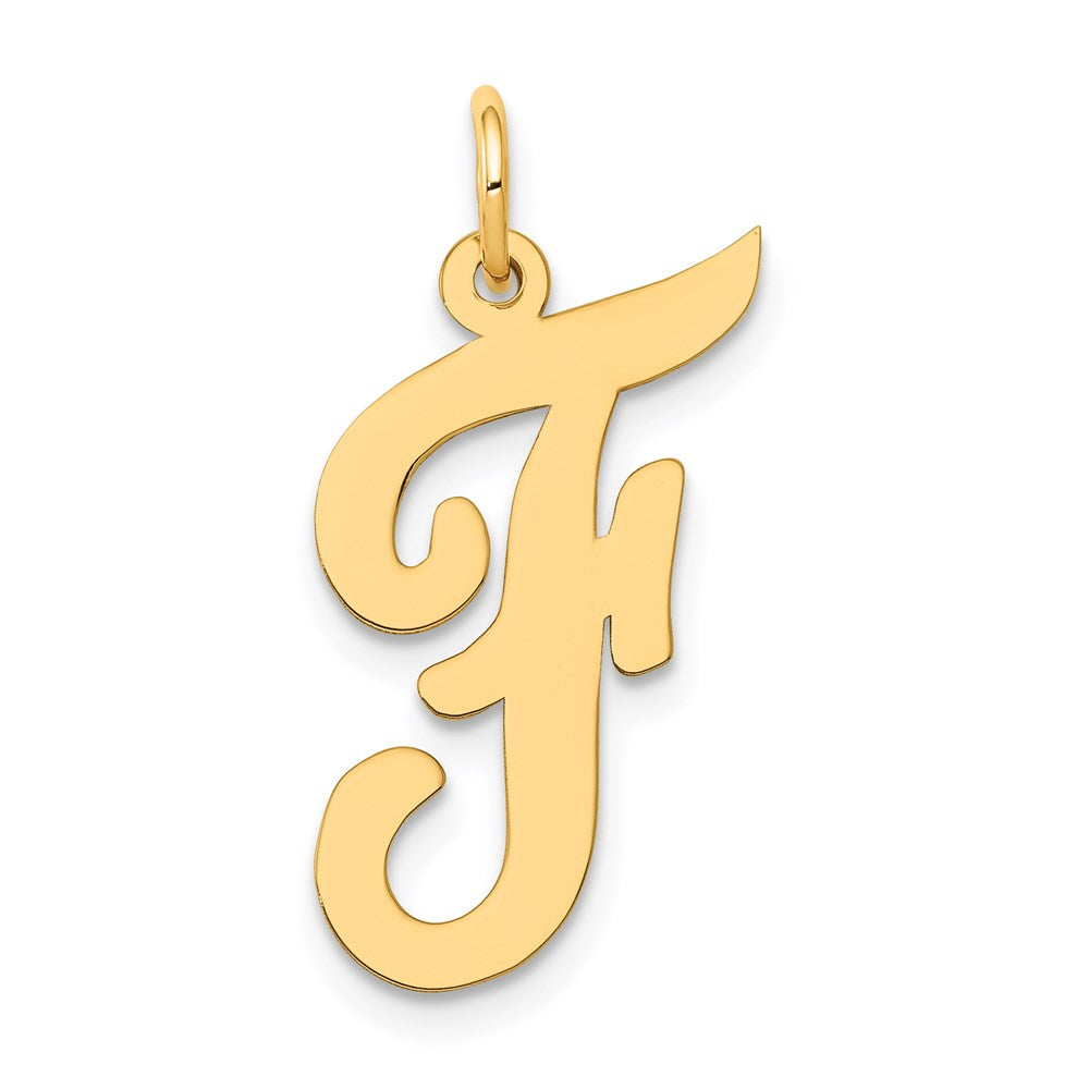 Million Charms 14K Yellow Gold Themed Large Script Alphabet Letter Initial F Charm
