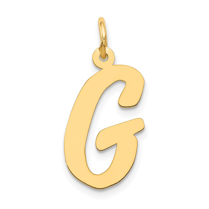 Million Charms 14K Yellow Gold Themed Large Script Alphabet Letter Initial G Charm