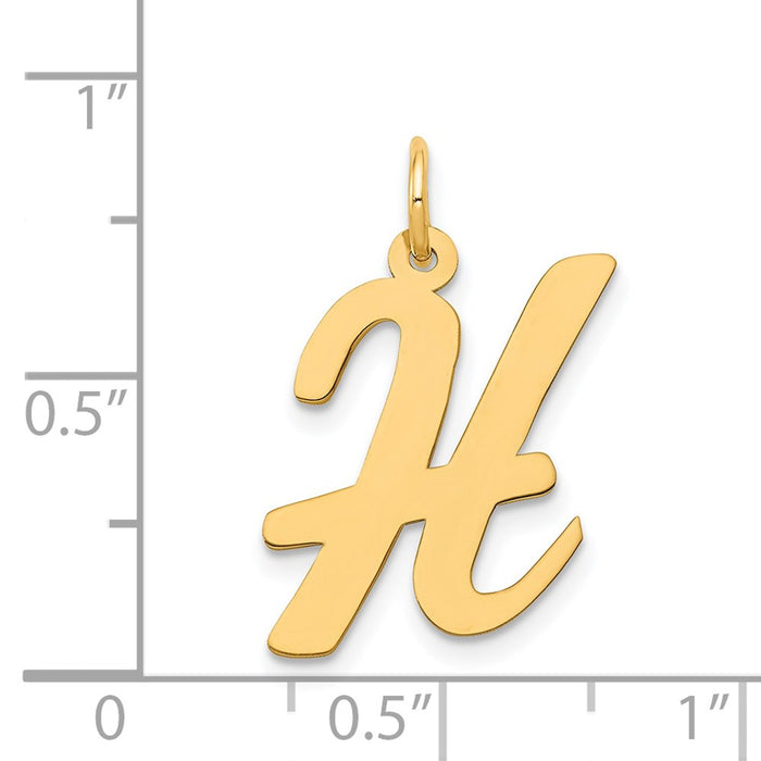 Million Charms 14K Yellow Gold Themed Large Script Alphabet Letter Initial H Charm