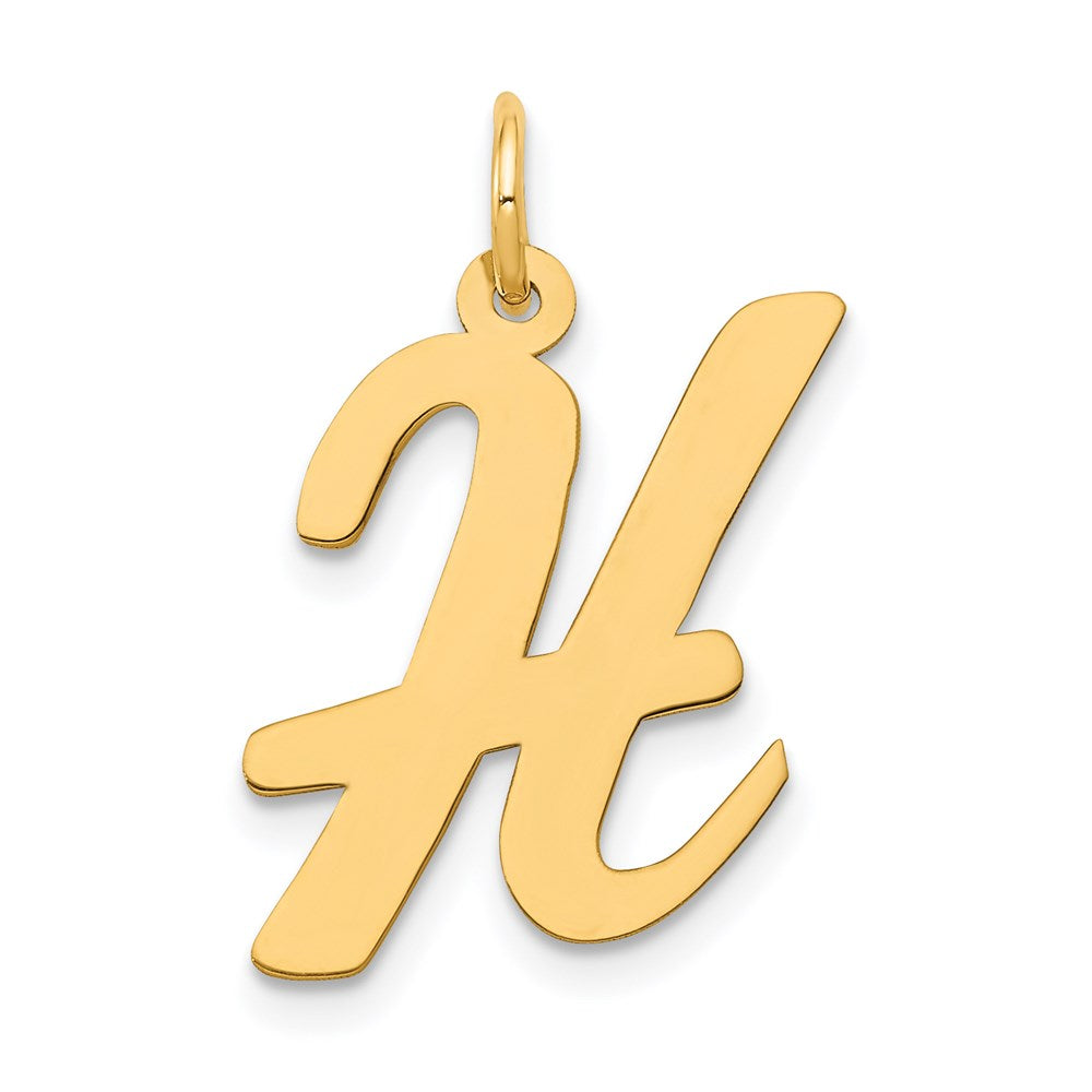 Million Charms 14K Yellow Gold Themed Large Script Alphabet Letter Initial H Charm