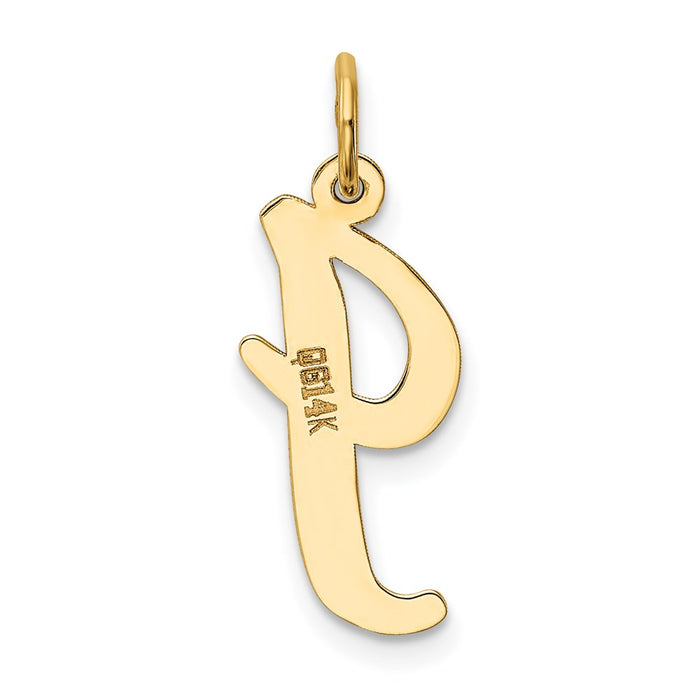 Million Charms 14K Yellow Gold Themed Large Script Alphabet Letter Initial I Charm