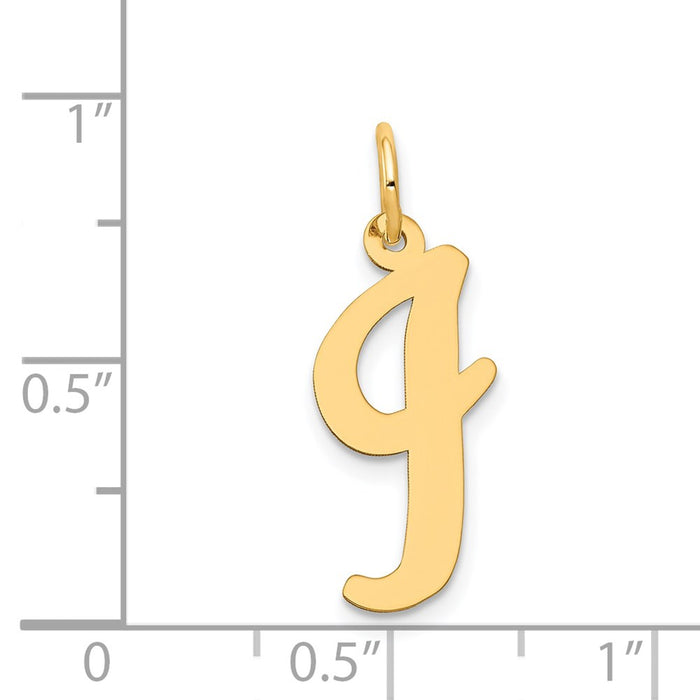 Million Charms 14K Yellow Gold Themed Large Script Alphabet Letter Initial I Charm