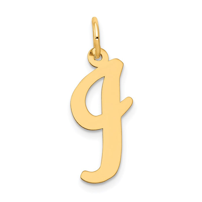 Million Charms 14K Yellow Gold Themed Large Script Alphabet Letter Initial I Charm