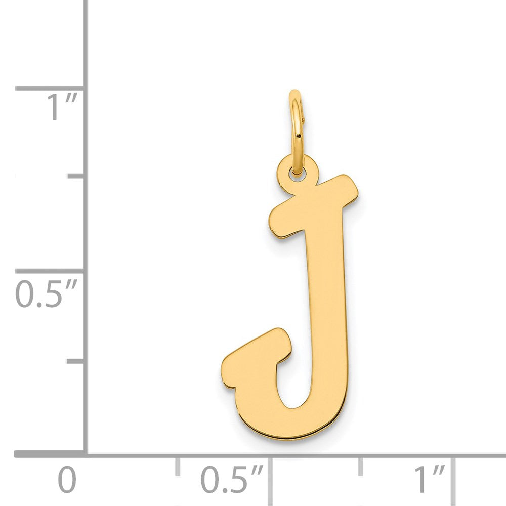 Million Charms 14K Yellow Gold Themed Large Script Alphabet Letter Initial J Charm