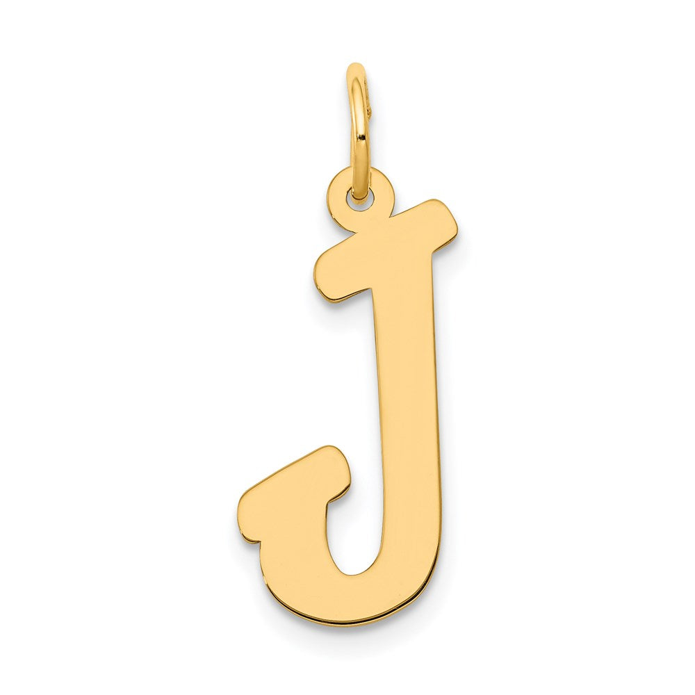 Million Charms 14K Yellow Gold Themed Large Script Alphabet Letter Initial J Charm