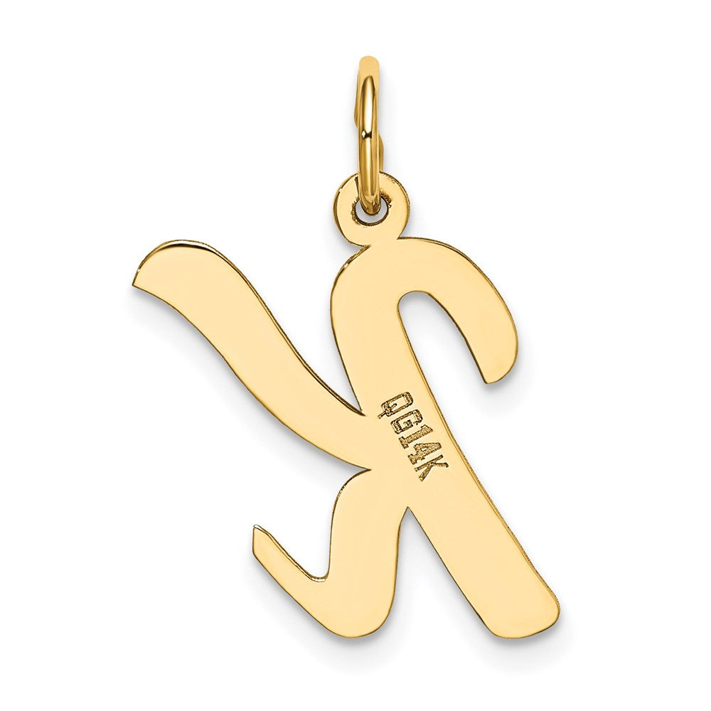 Million Charms 14K Yellow Gold Themed Large Script Alphabet Letter Initial K Charm