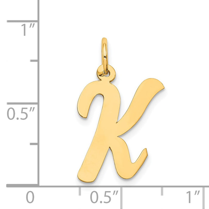 Million Charms 14K Yellow Gold Themed Large Script Alphabet Letter Initial K Charm