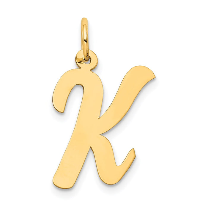 Million Charms 14K Yellow Gold Themed Large Script Alphabet Letter Initial K Charm