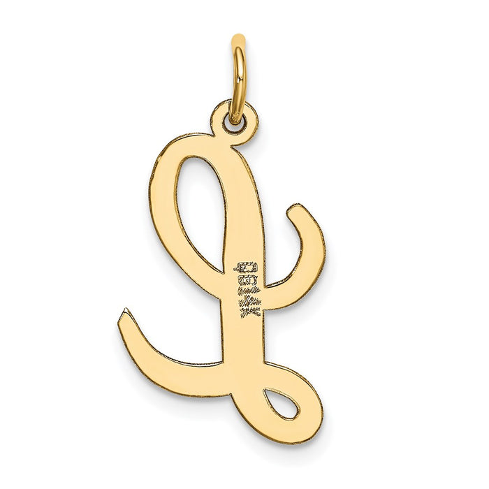 Million Charms 14K Yellow Gold Themed Large Script Alphabet Letter Initial L Charm