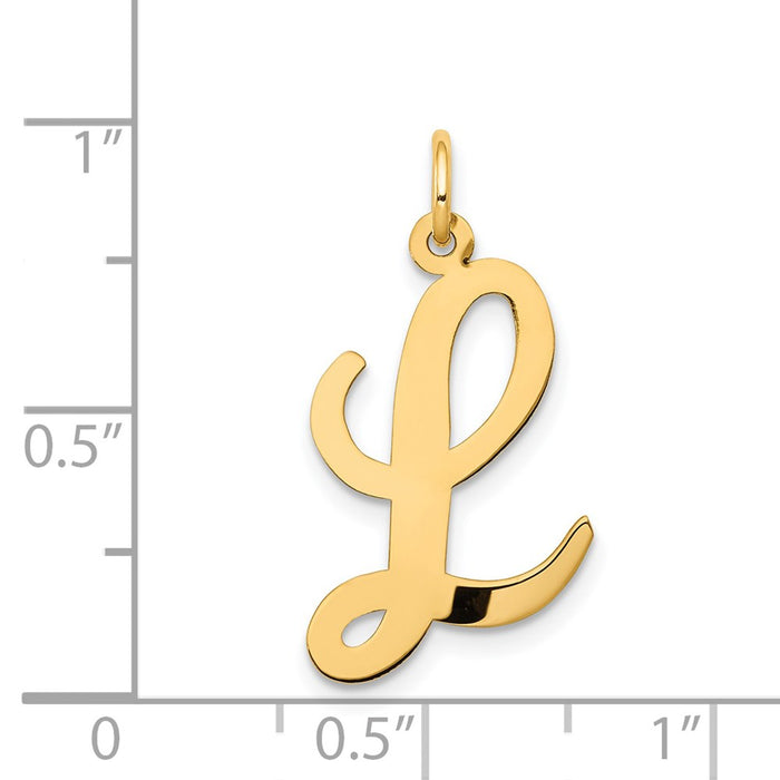 Million Charms 14K Yellow Gold Themed Large Script Alphabet Letter Initial L Charm
