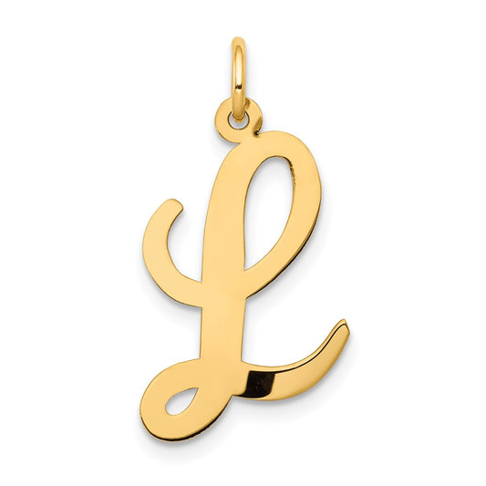 Million Charms 14K Yellow Gold Themed Large Script Alphabet Letter Initial L Charm