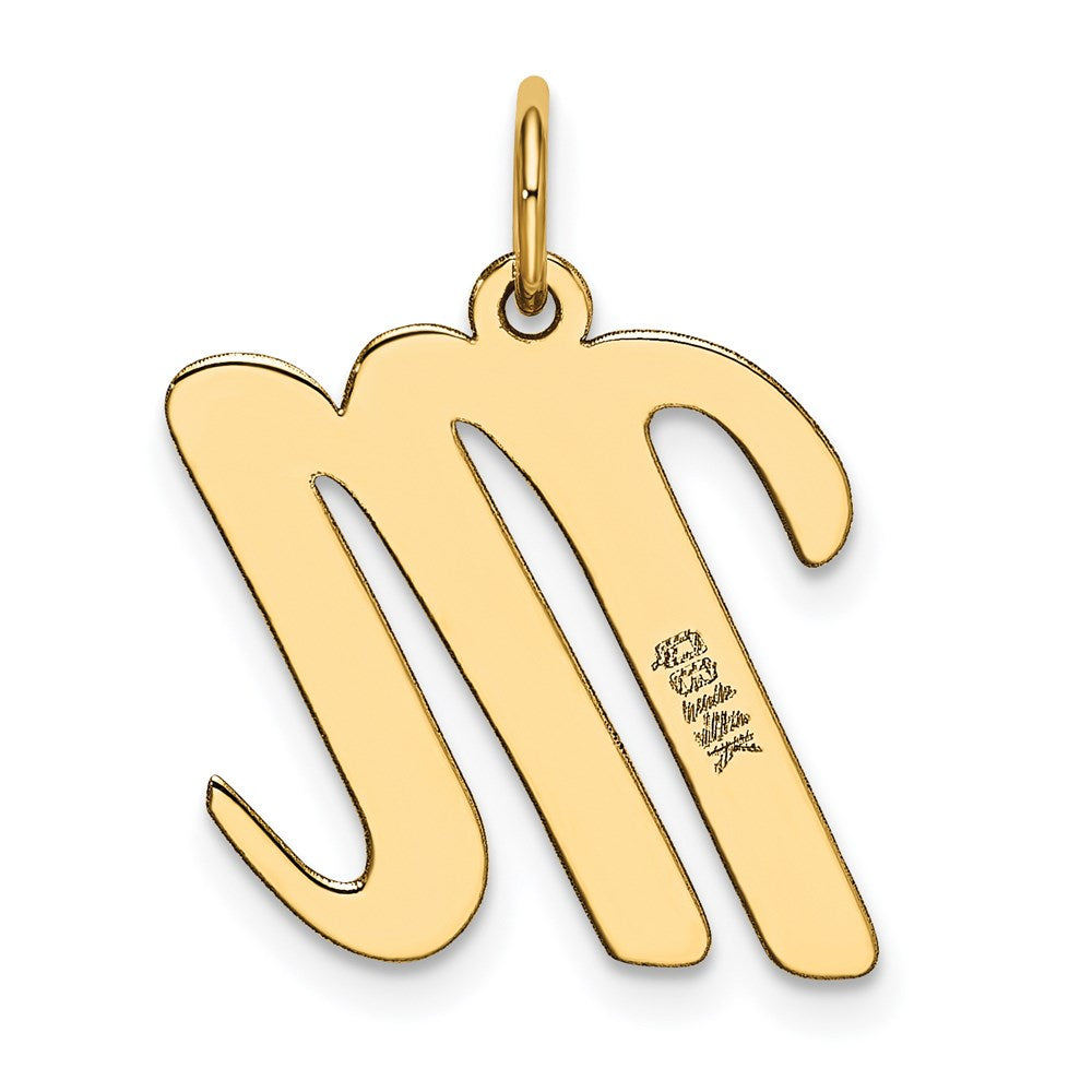 Million Charms 14K Yellow Gold Themed Large Script Alphabet Letter Initial M Charm