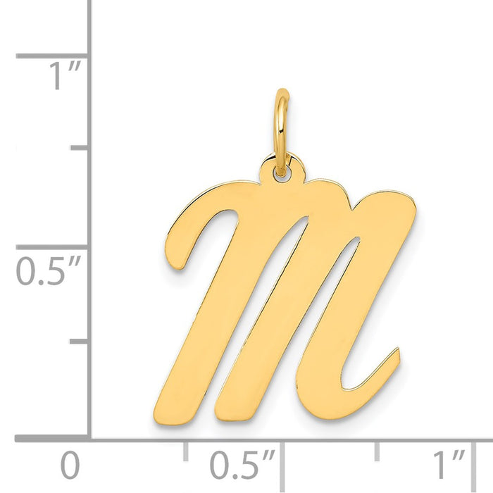 Million Charms 14K Yellow Gold Themed Large Script Alphabet Letter Initial M Charm
