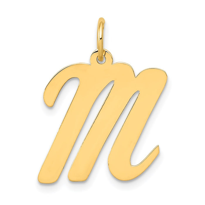Million Charms 14K Yellow Gold Themed Large Script Alphabet Letter Initial M Charm