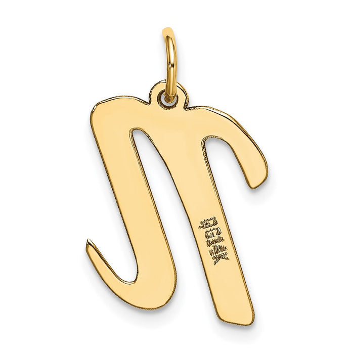 Million Charms 14K Yellow Gold Themed Large Script Alphabet Letter Initial N Charm