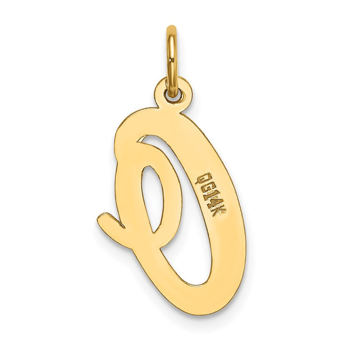 Million Charms 14K Yellow Gold Themed Large Script Alphabet Letter Initial O Charm