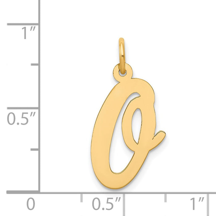 Million Charms 14K Yellow Gold Themed Large Script Alphabet Letter Initial O Charm