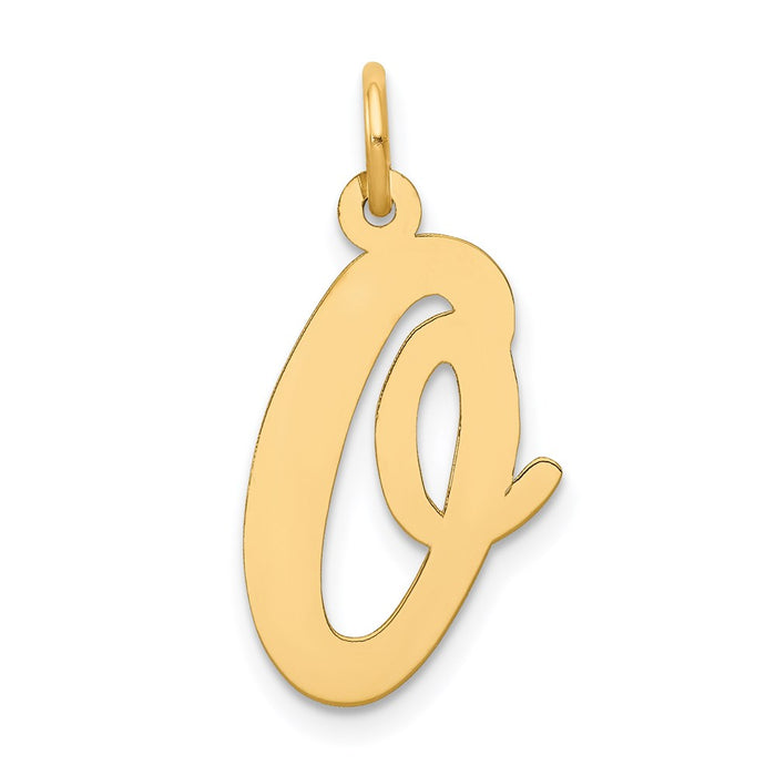 Million Charms 14K Yellow Gold Themed Large Script Alphabet Letter Initial O Charm