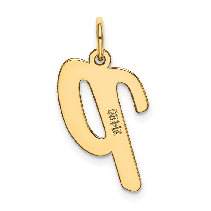 Million Charms 14K Yellow Gold Themed Large Script Alphabet Letter Initial P Charm