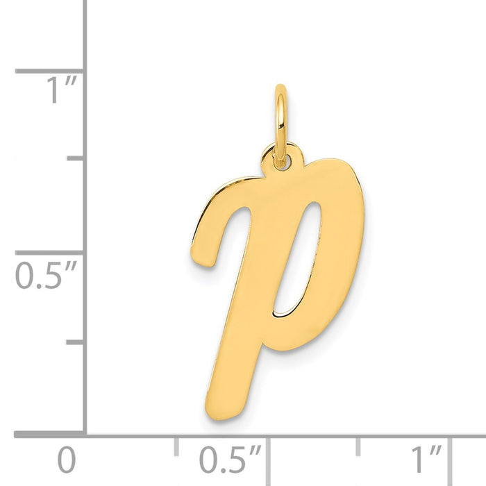 Million Charms 14K Yellow Gold Themed Large Script Alphabet Letter Initial P Charm