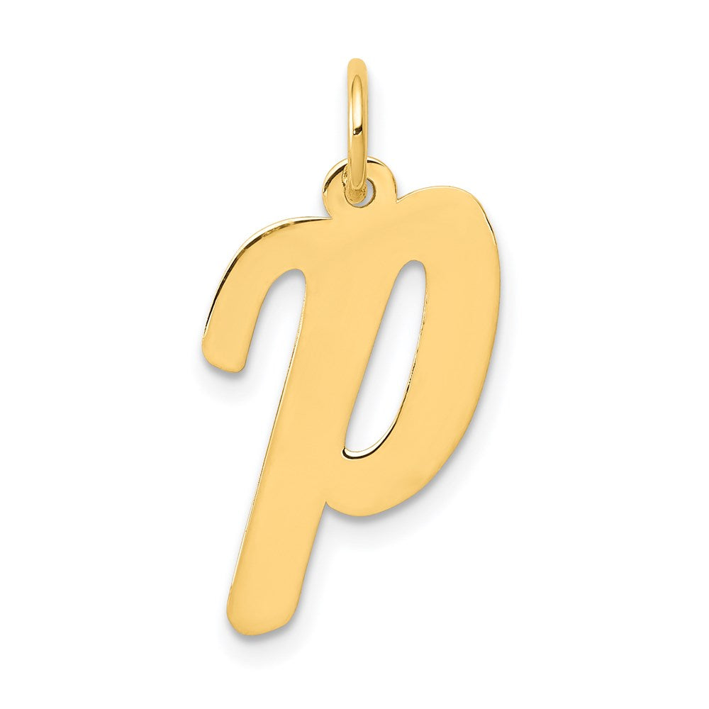 Million Charms 14K Yellow Gold Themed Large Script Alphabet Letter Initial P Charm