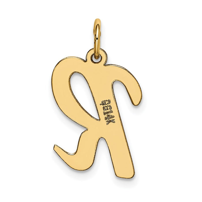 Million Charms 14K Yellow Gold Themed Large Script Alphabet Letter Initial R Charm