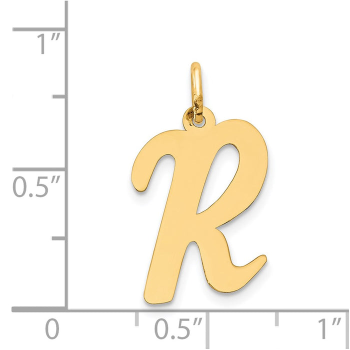 Million Charms 14K Yellow Gold Themed Large Script Alphabet Letter Initial R Charm
