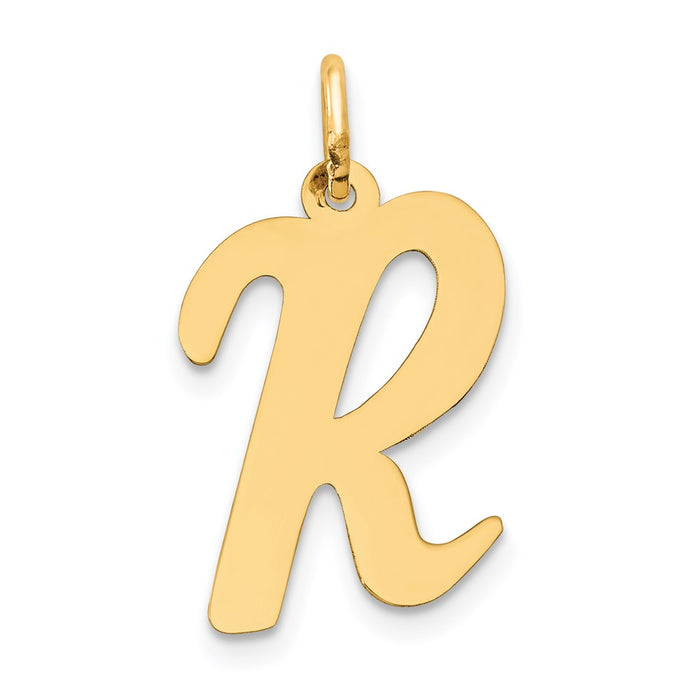 Million Charms 14K Yellow Gold Themed Large Script Alphabet Letter Initial R Charm