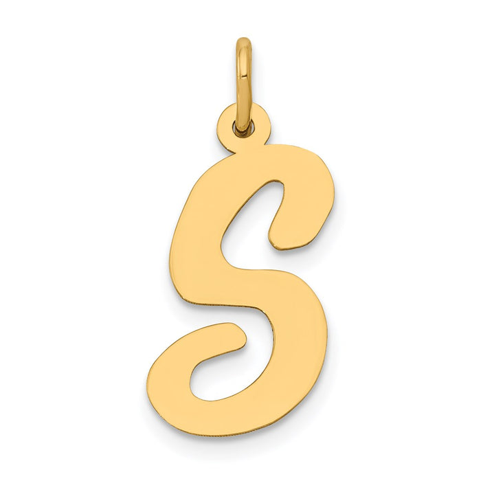 Million Charms 14K Yellow Gold Themed Large Script Alphabet Letter Initial S Charm