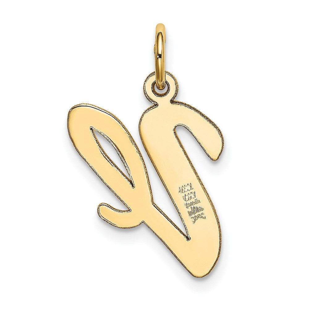 Million Charms 14K Yellow Gold Themed Large Script Alphabet Letter Initial V Charm