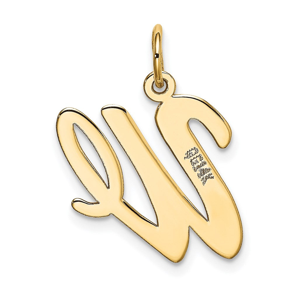 Million Charms 14K Yellow Gold Themed Large Script Alphabet Letter Initial W Charm
