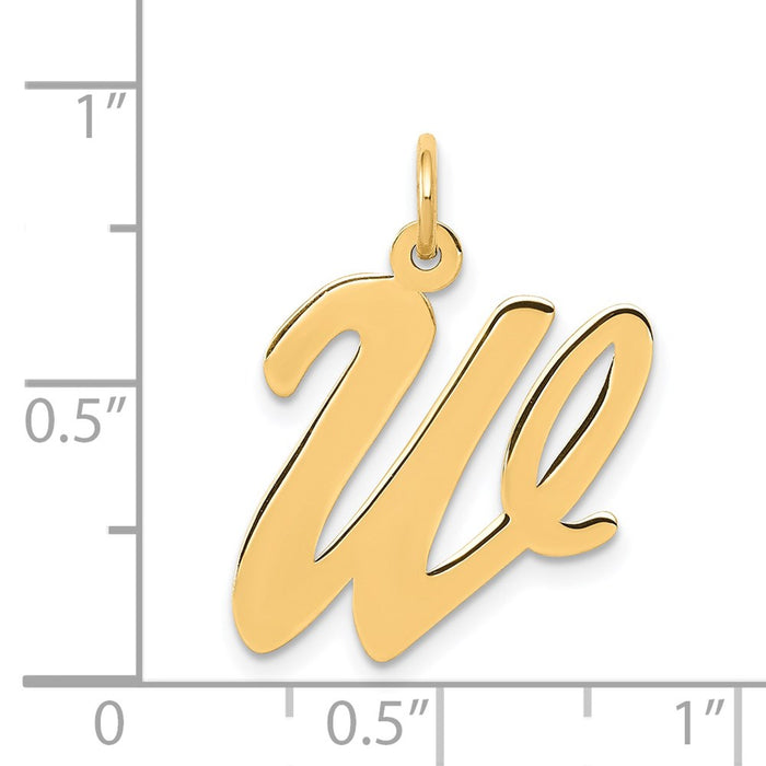 Million Charms 14K Yellow Gold Themed Large Script Alphabet Letter Initial W Charm