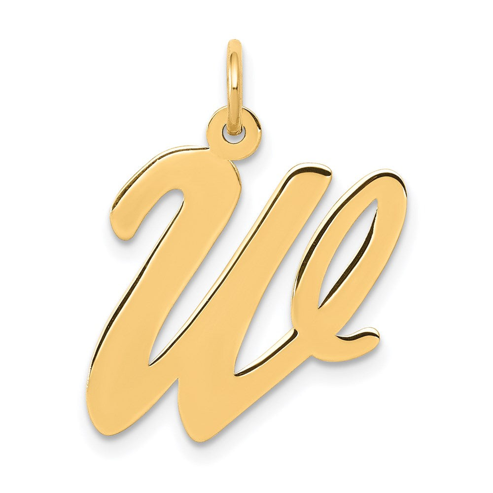 Million Charms 14K Yellow Gold Themed Large Script Alphabet Letter Initial W Charm