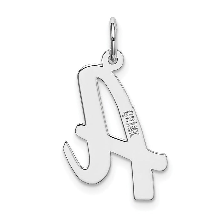 Million Charms 14K White Gold Themed Large Script Alphabet Letter Initial A Charm
