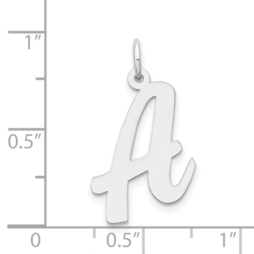Million Charms 14K White Gold Themed Large Script Alphabet Letter Initial A Charm