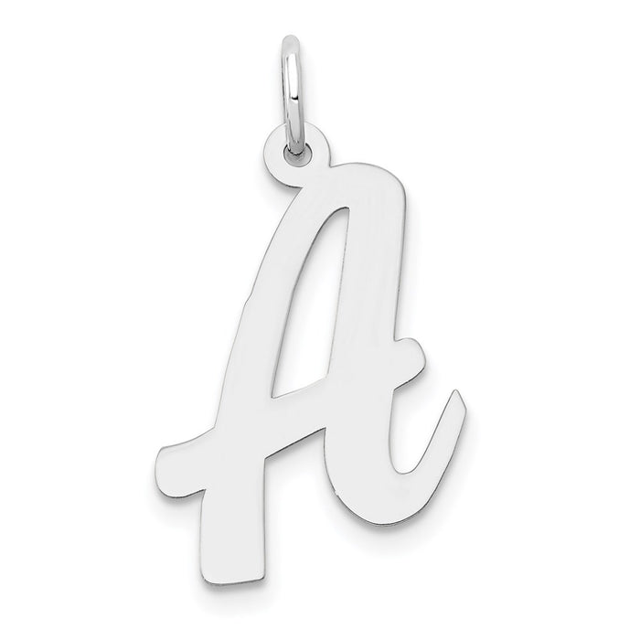 Million Charms 14K White Gold Themed Large Script Alphabet Letter Initial A Charm