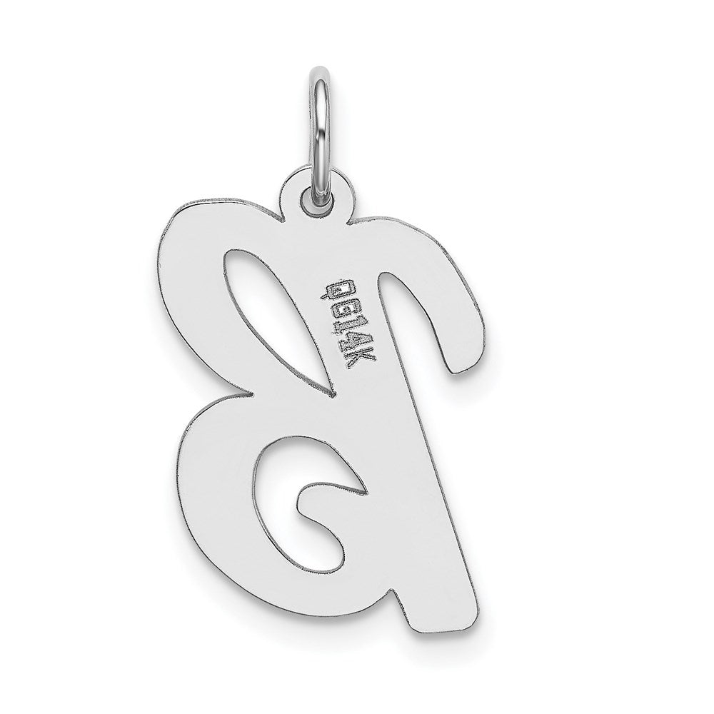 Million Charms 14K White Gold Themed Large Script Alphabet Letter Initial B Charm