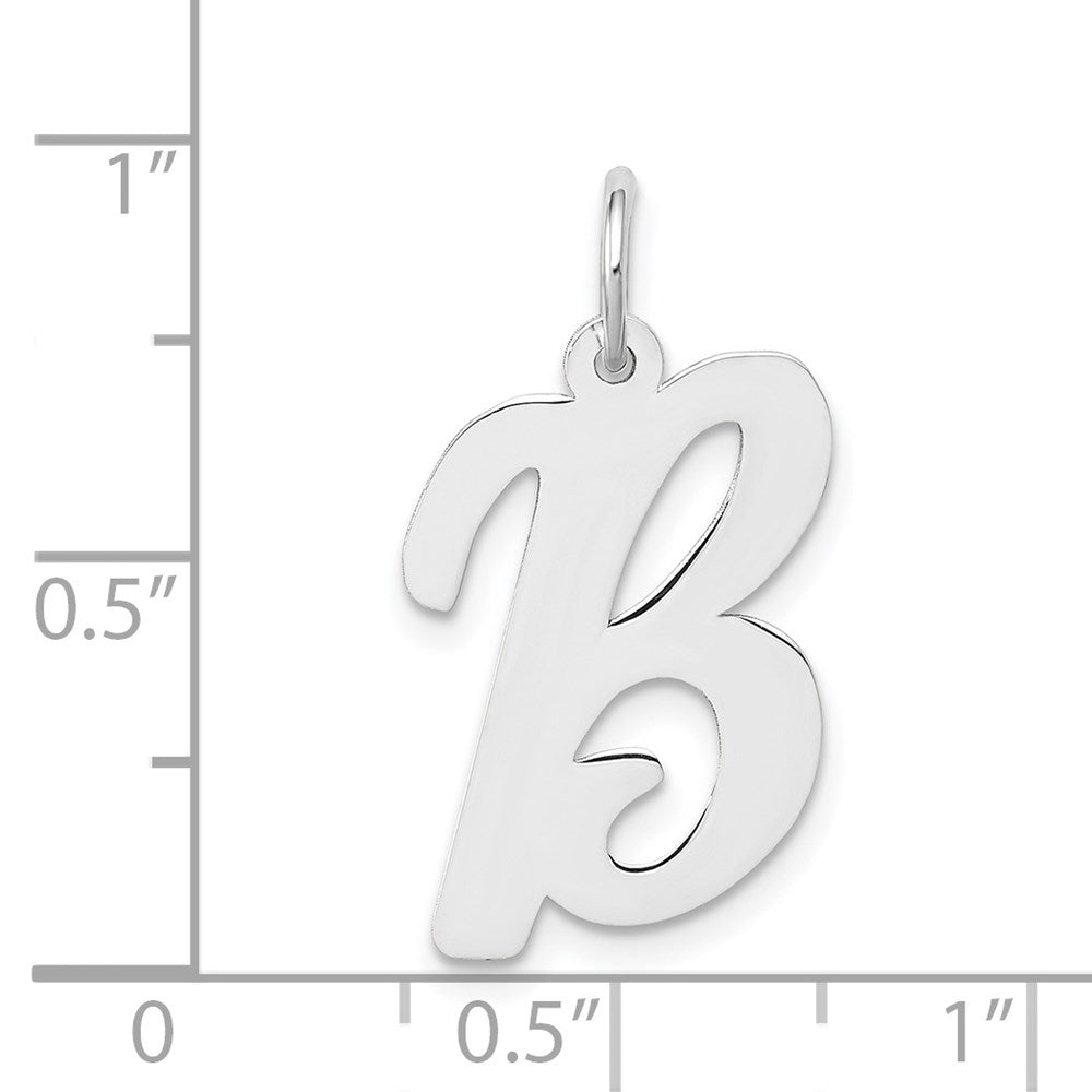 Million Charms 14K White Gold Themed Large Script Alphabet Letter Initial B Charm