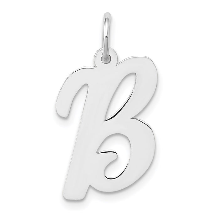 Million Charms 14K White Gold Themed Large Script Alphabet Letter Initial B Charm