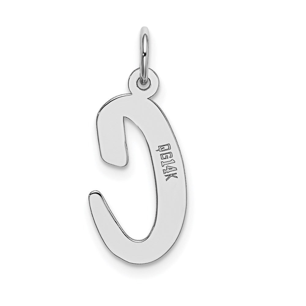 Million Charms 14K White Gold Themed Large Script Alphabet Letter Initial C Charm