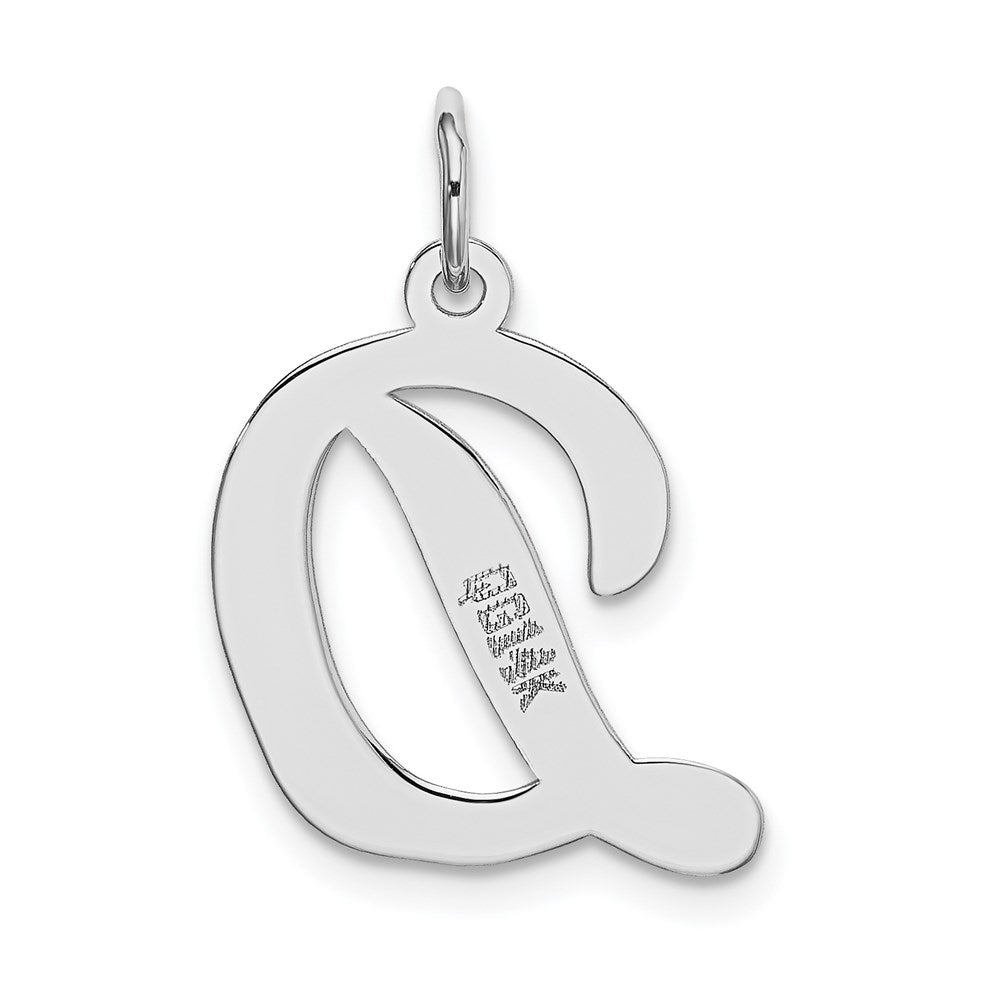 Million Charms 14K White Gold Themed Large Script Alphabet Letter Initial D Charm