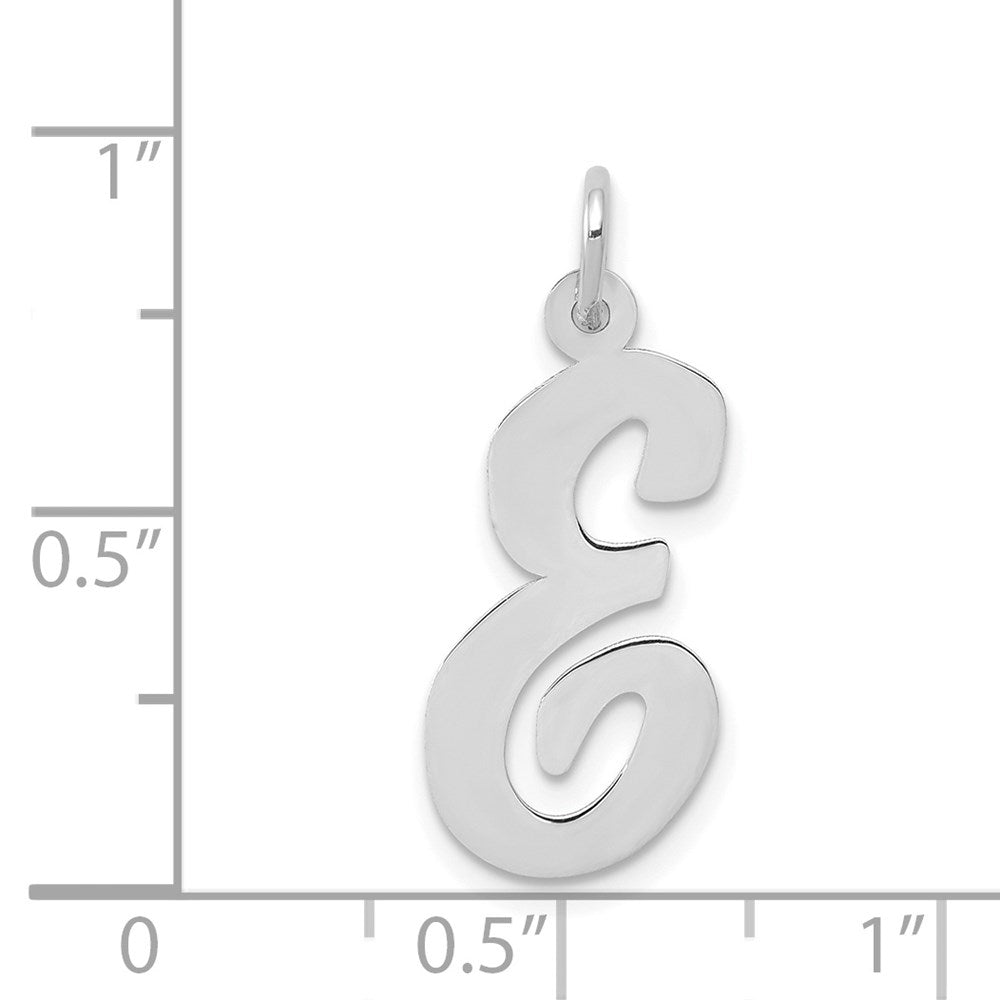 Million Charms 14K White Gold Themed Large Script Alphabet Letter Initial E Charm