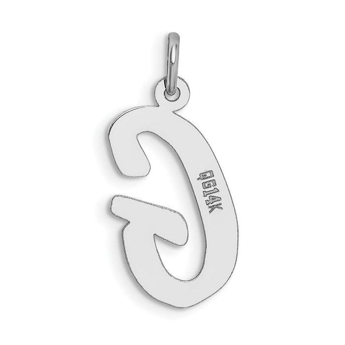 Million Charms 14K White Gold Themed Large Script Alphabet Letter Initial G Charm