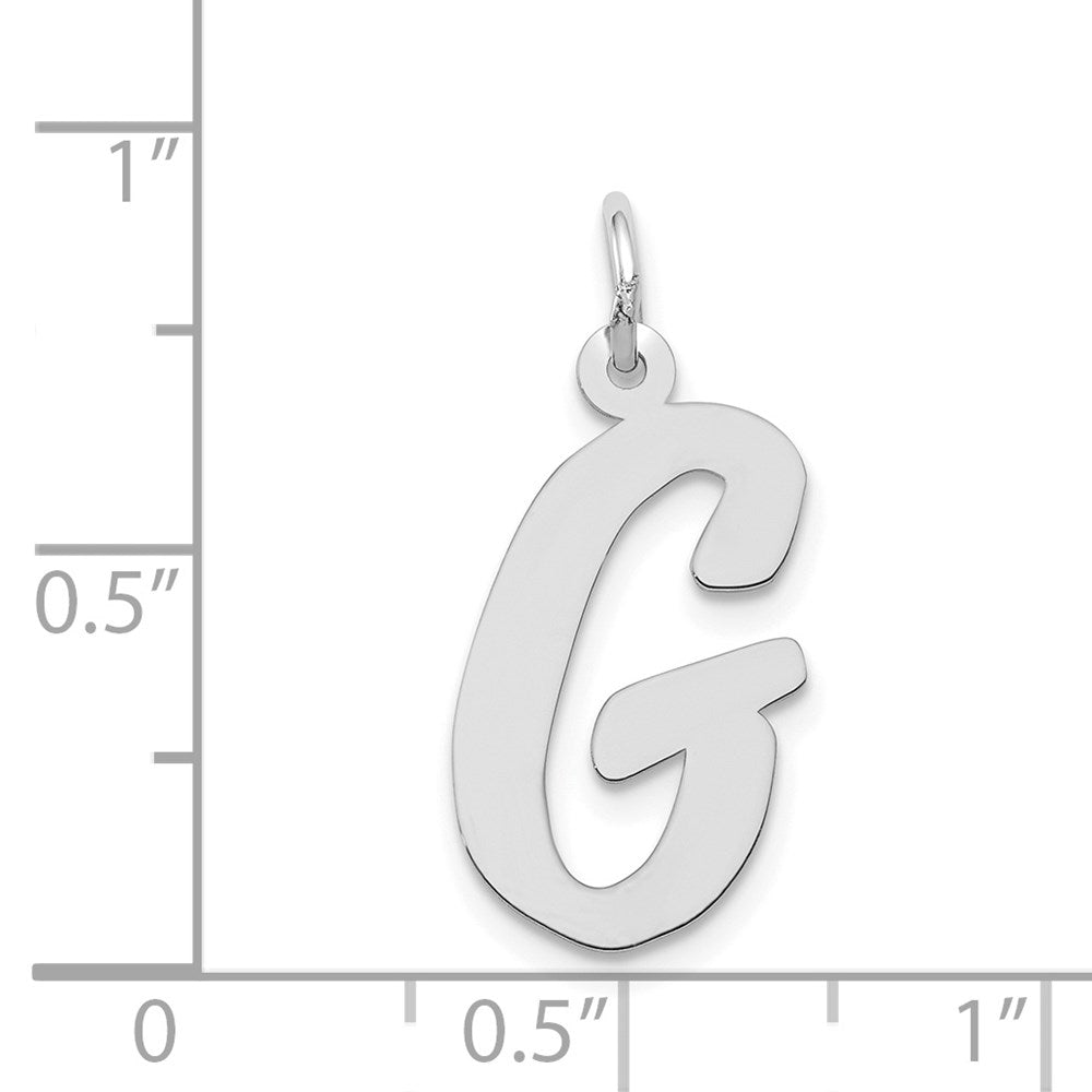 Million Charms 14K White Gold Themed Large Script Alphabet Letter Initial G Charm