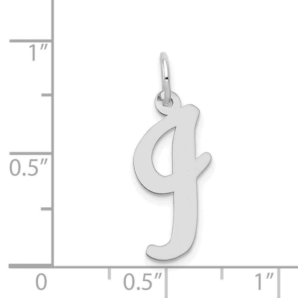 Million Charms 14K White Gold Themed Large Script Alphabet Letter Initial I Charm